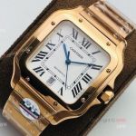 BV Factory Replica Cartier Santos Rose Gold Watches With SmartLink QuickSwitch Band